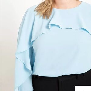 Eloquii Size 20 Plus Light Blue Capelet Blouse Top
